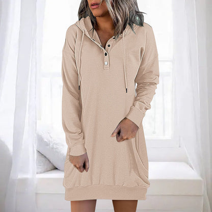 Höstig minimalistisk lång hoodie för dam – Valeria