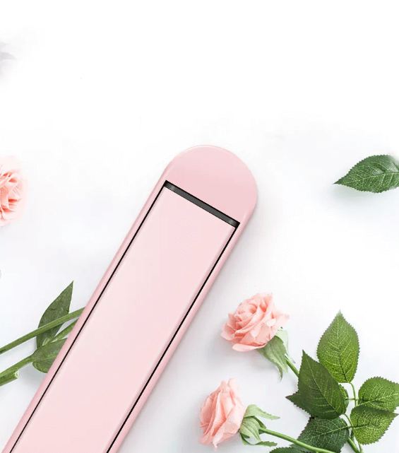 Rosa Haarglätter, kabellos, tragbar, mit Blumen, stilvolles Design, Haarstyling-Gerät.