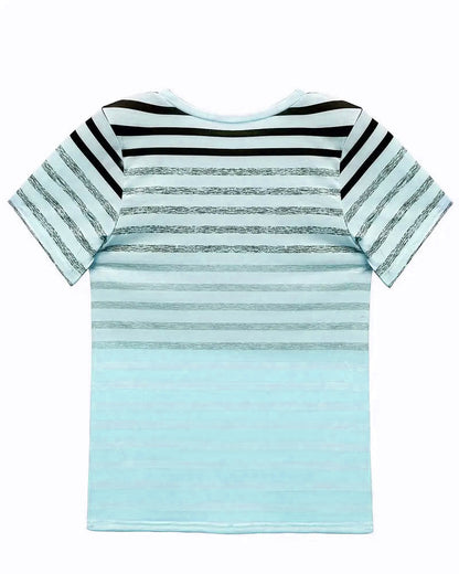 Randig dam T-shirt med rund halsringning och färgövergång – Melia