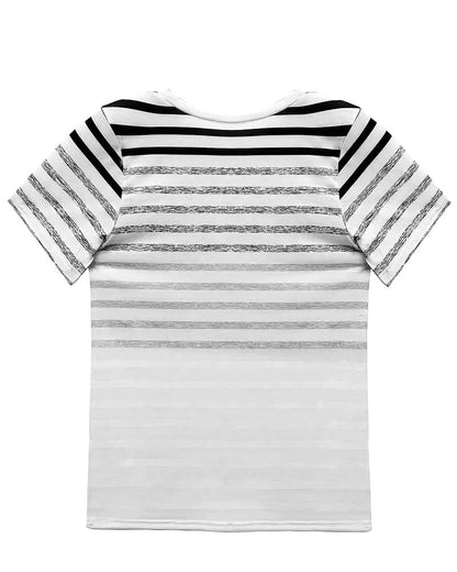 Randig dam T-shirt med rund halsringning och färgövergång – Melia