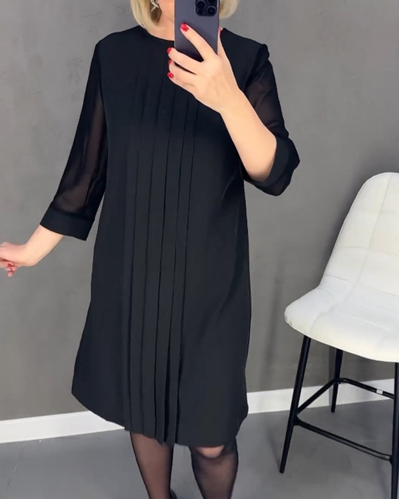 Elegant höstskiftklänning med mesh-detaljer – Gabrielle