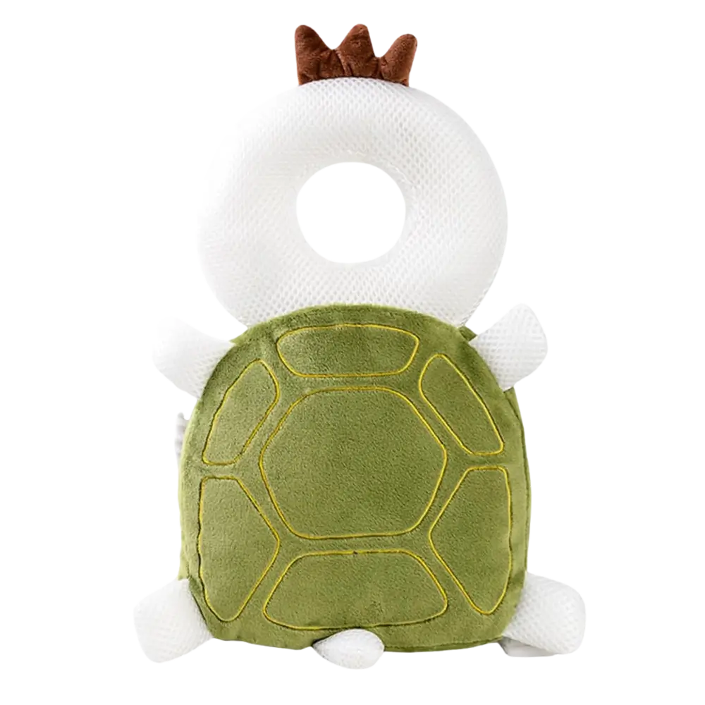 Grünes Schildkröten-Babykissen mit Krone, ergonomisch, weich, für Neugeborene.