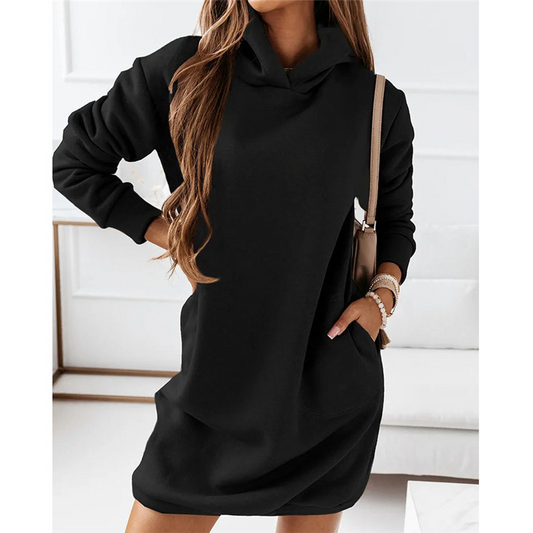 Bekväm höst hoodie-klänning – Amalia