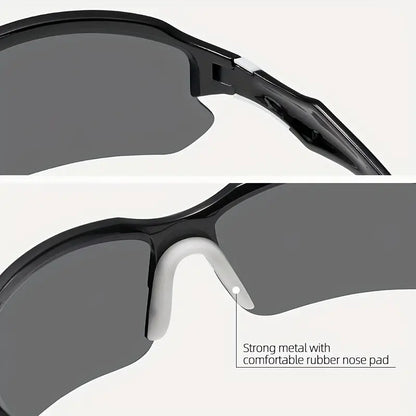 Sonnenbrille mit Metallrahmen, Gummipolster, schwarz, UV-Schutz, sportlich, langlebig.