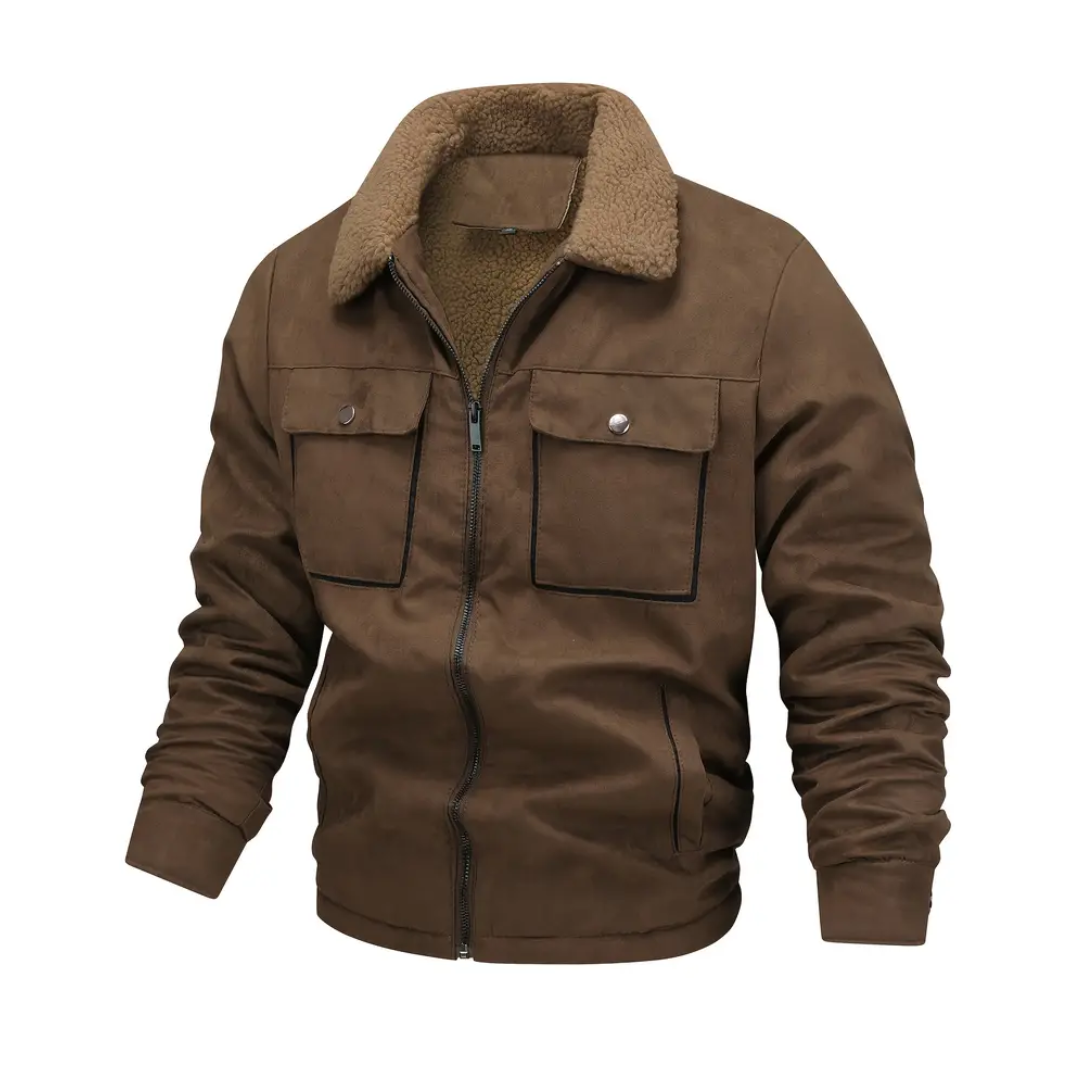 Herrarnas outdoorjacka fodrad med teddyfleece och slagkrage – Corvin
