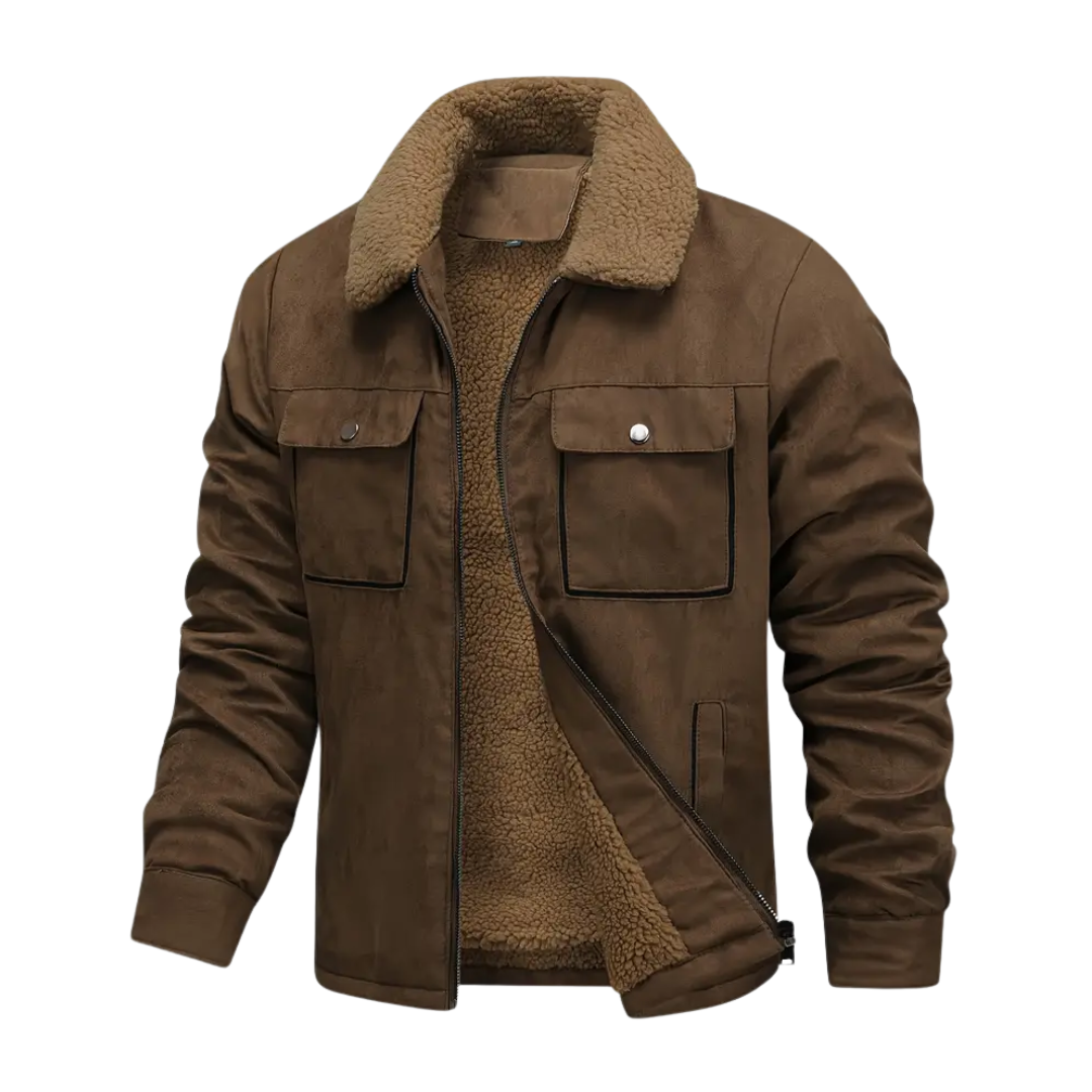 Herrarnas outdoorjacka fodrad med teddyfleece och slagkrage – Corvin