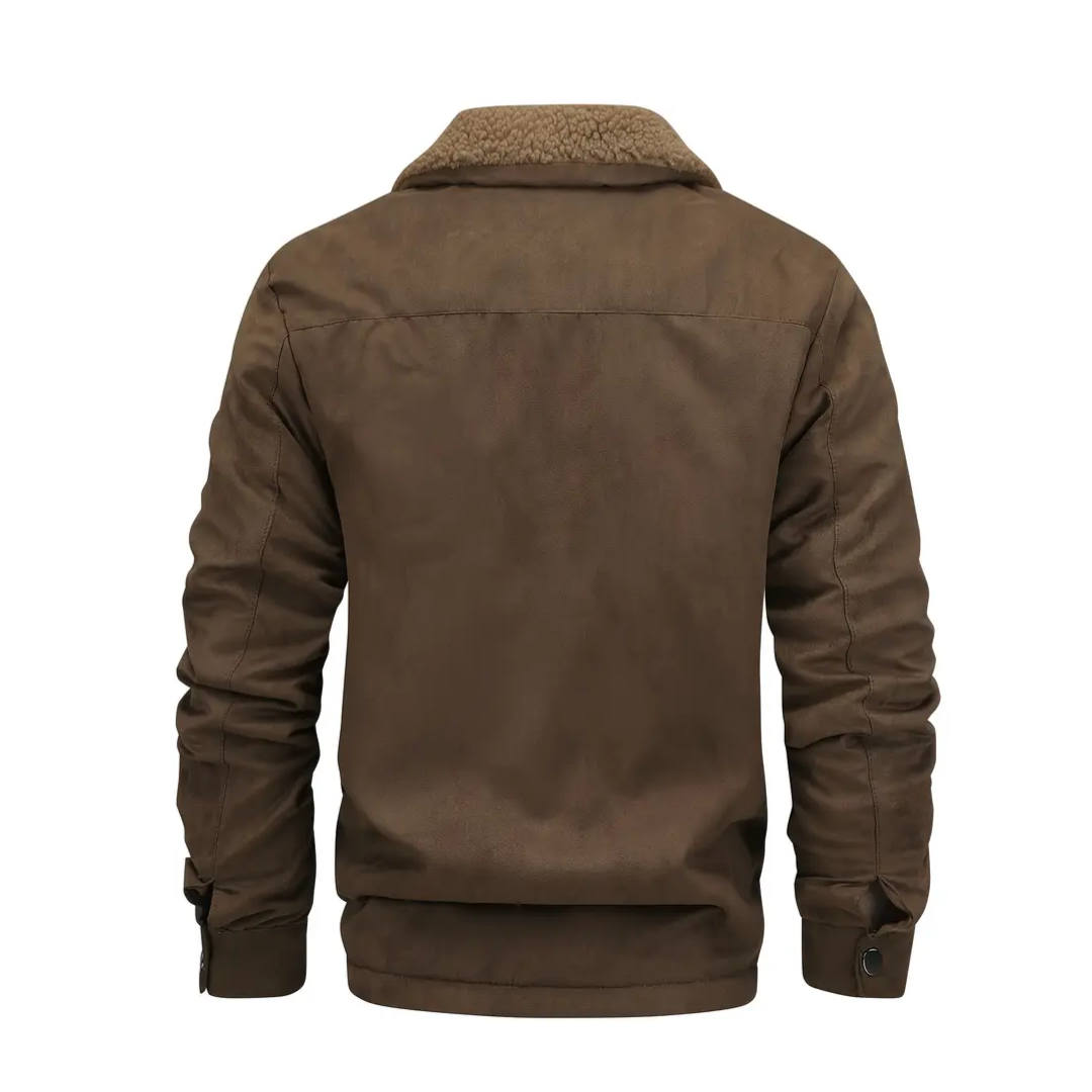 Herrarnas outdoorjacka fodrad med teddyfleece och slagkrage – Corvin