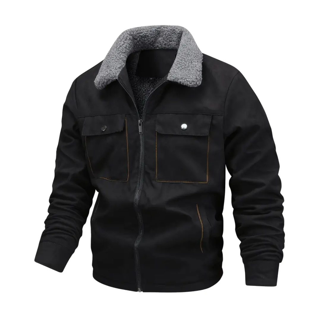 Herrarnas outdoorjacka fodrad med teddyfleece och slagkrage – Corvin
