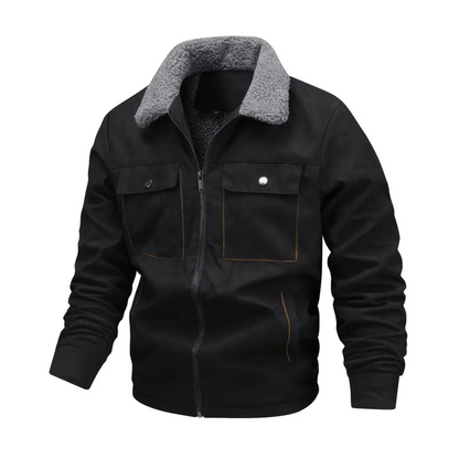 Herrarnas outdoorjacka fodrad med teddyfleece och slagkrage – Corvin