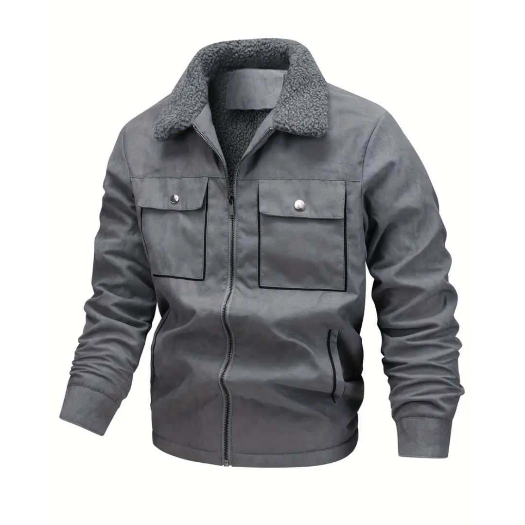 Herrarnas outdoorjacka fodrad med teddyfleece och slagkrage – Corvin