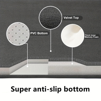 Rutschfeste Badematte, Samtoberfläche, PVC-Unterseite, Memory-Schaum, grau.