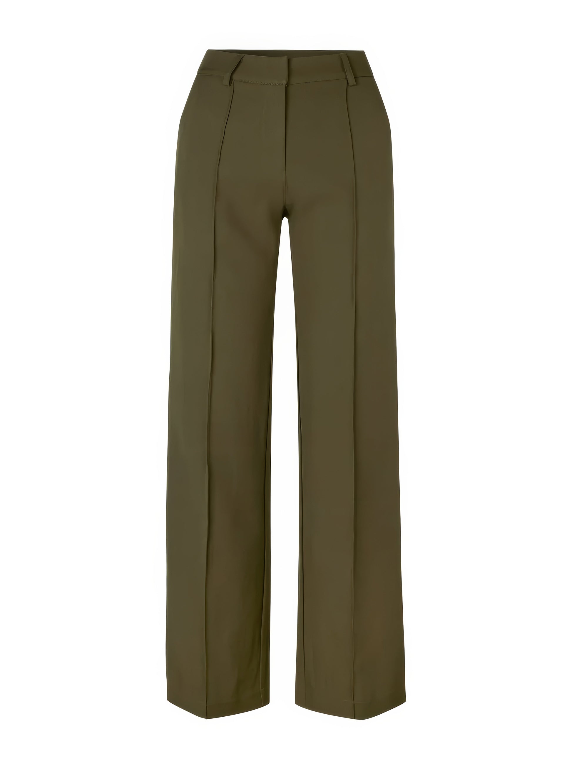 Grüne Damenhose, gerade geschnitten, elegant, aus Baumwolle, für Büro und Freizeit.