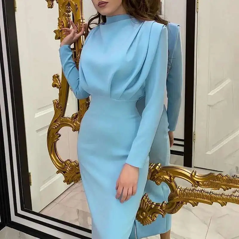 Bodycon midi-klänning med polokrage - Valeria