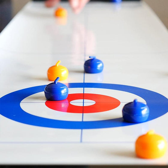 Mini-bordcurlingspel för hemmet med glidstenar och magnetstänger