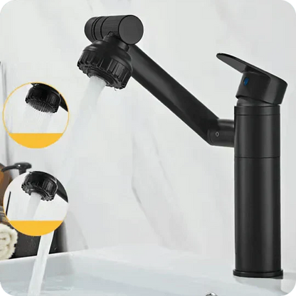 Schwarzer Küchenarmatur mit ausziehbarem Sprühkopf, modernem Design, Wasserhahn.