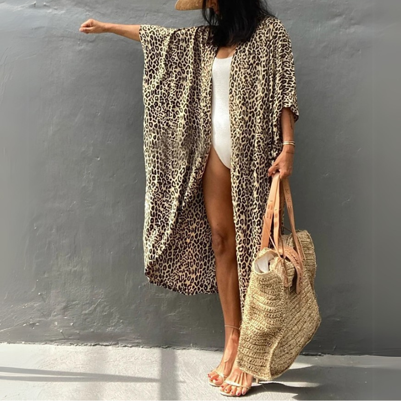 Boho-chiffongstrandblus med kimonoärmar – Ziva