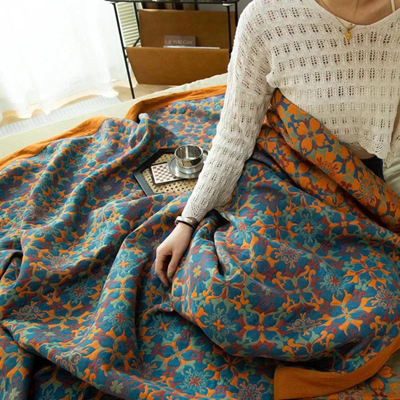Bomullstäcke med blått mönster – Florencia