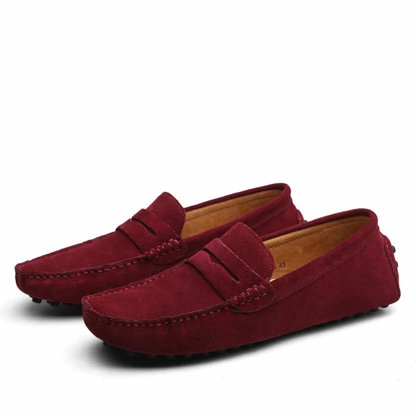 Rote Wildleder-Mokassins für Herren, rutschfeste Sohle, elegantes Design, Freizeitmode.