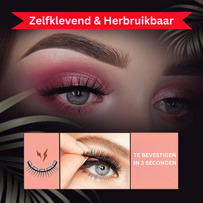 Selbstklebende wiederverwendbare Wimpern, rosa Lidschatten, schnelle Anwendung, Beauty-Produkt.