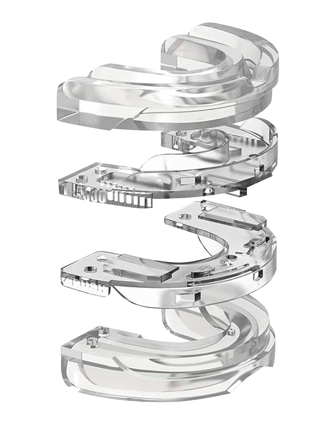 Transparente, stapelbare Kunststoffringe, modular, klar, für industrielle Anwendungen.