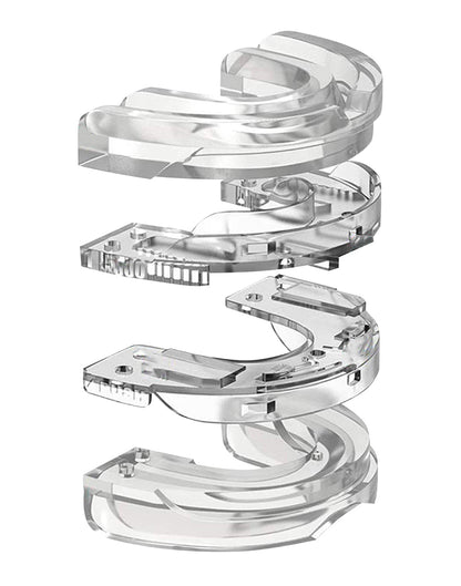 Transparente, stapelbare Kunststoffringe, modular, klar, für industrielle Anwendungen.