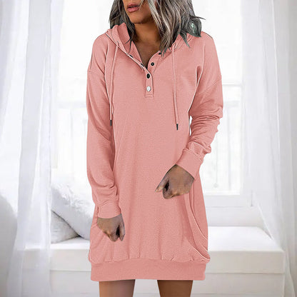 Höstig minimalistisk lång hoodie för dam – Valeria