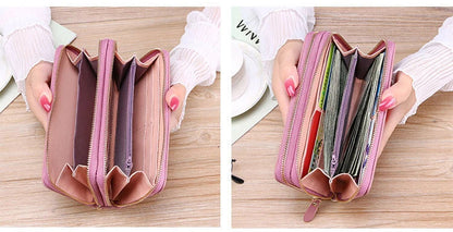 Damen-Geldbörse rosa Leder, Reißverschluss, geräumig, Kartenfächer, Bargeld, stilvoll.