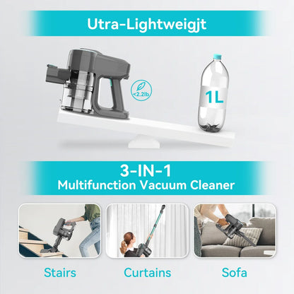 3-in-1 kabelloser Staubsauger, leicht, multifunktional, ideal für Treppen, Vorhänge, Sofa.
