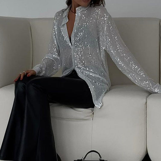 Lös blus med glittrande paljetter – Celeste