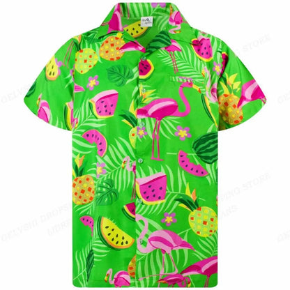 Tropisk 3D-flamingoskjorta – Kai