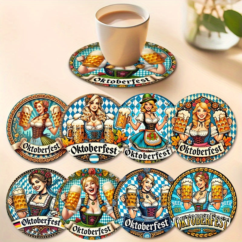 Set med träunderlägg (2×8 stycken) – BierMädchen Oktoberfest 2026