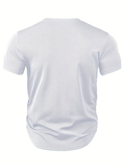 Herr T-shirt med djup V-ringning och struktur – Rafael