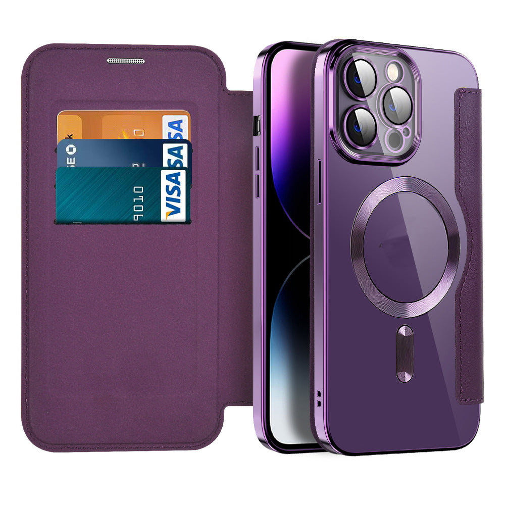 Läder Flip-fodral med magnetadsorption och RFID-skydd – Valtrix (1+1 GRATIS)