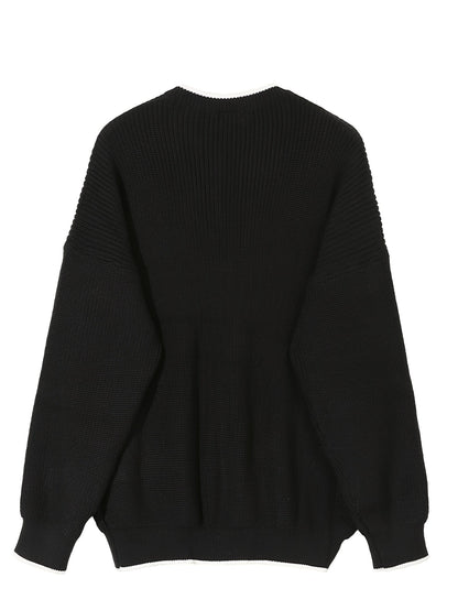 Schwarzer Strickpullover, Unisex, Oversize, Baumwolle, modisch, warm, Herbstmode.