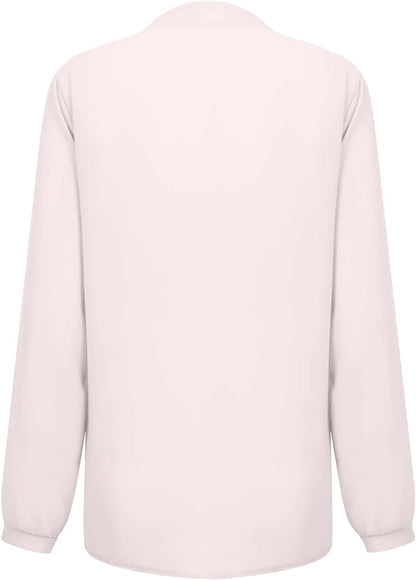 Weiße Damenbluse, langärmelig, aus Baumwolle, elegant, Rückansicht, modisch, klassisch.