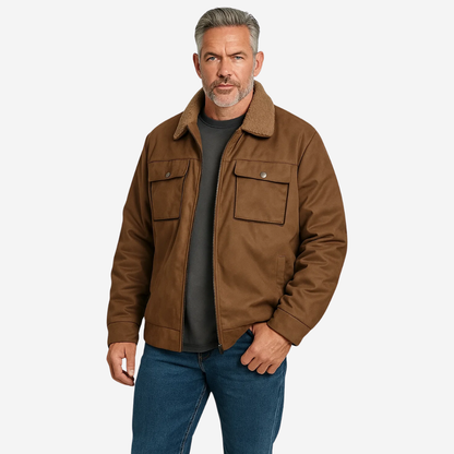 Herrarnas outdoorjacka fodrad med teddyfleece och slagkrage – Corvin
