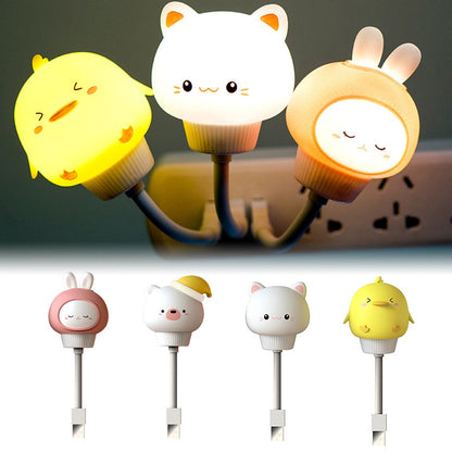 Nachtlicht Kinder, Tiermotive, LED, Katze, Hase, Küken, USB, energiesparend, Schlafzimmerbeleuchtung