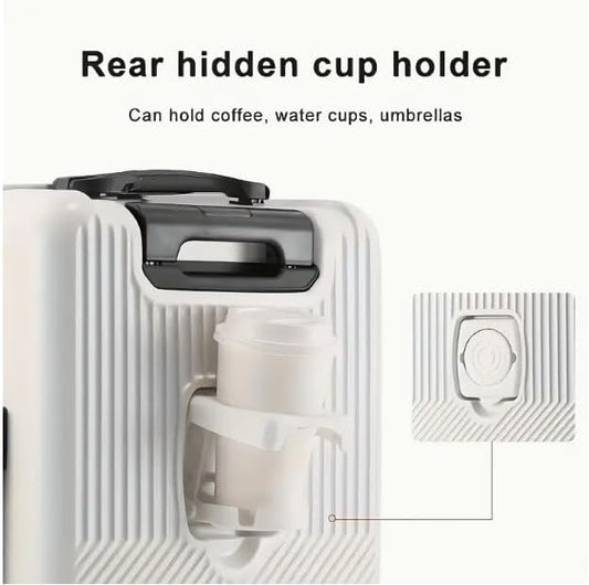 Hårdskaligt handbagage med mugghållare, USB-port och TSA-lås
