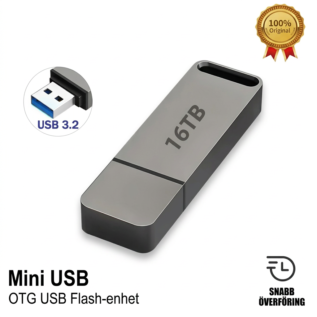 16TB Vattentät och stöttålig USB 3.2-minnessticka för Windows och Mac