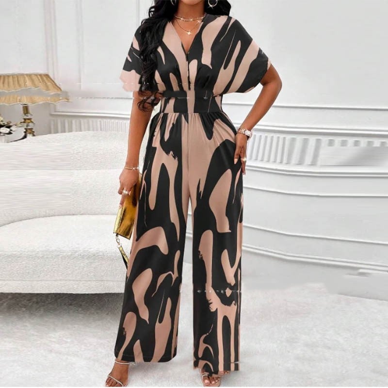 Jumpsuit med sommartryck och V-ringning – Noemi