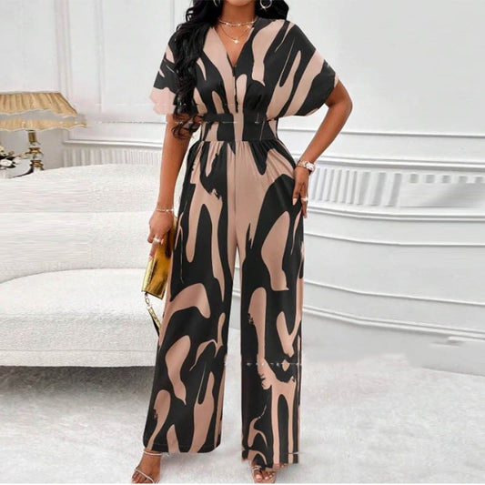 Jumpsuit med sommartryck och V-ringning – Noemi
