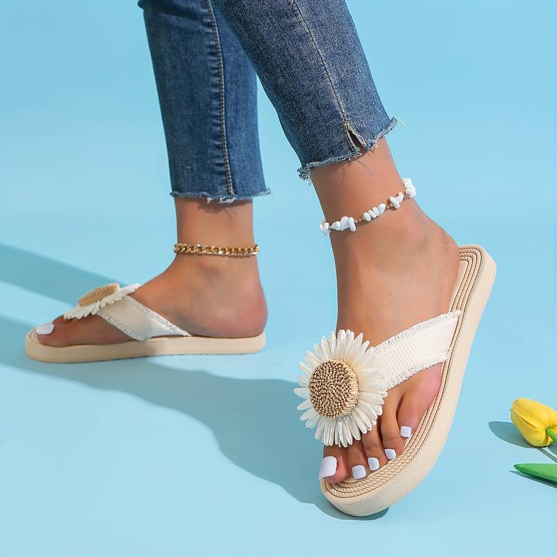 Boho slip-on-sandaler med blommönster – Marivi