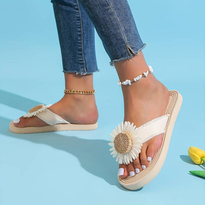 Boho slip-on-sandaler med blommönster – Marivi