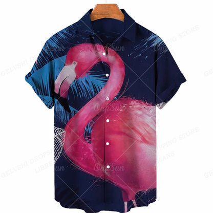 Tropisk 3D-flamingoskjorta – Kai