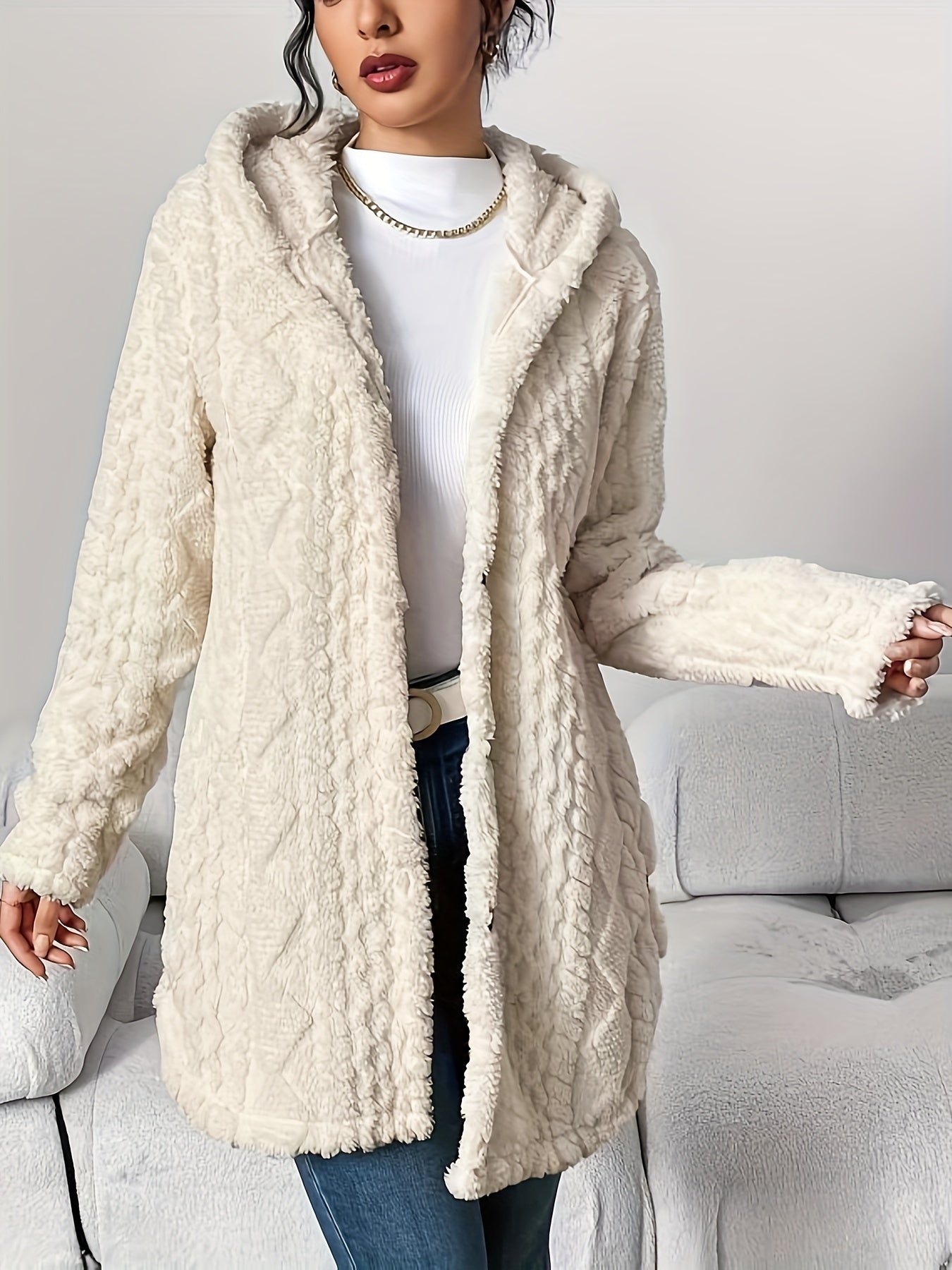 Mjuk lång damhoodie – Marit