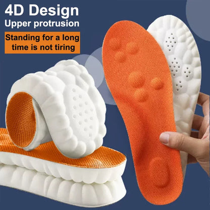 4D Einlegesohlen, orange und weiß, ergonomisch, stoßdämpfend, bequem, langlebig.