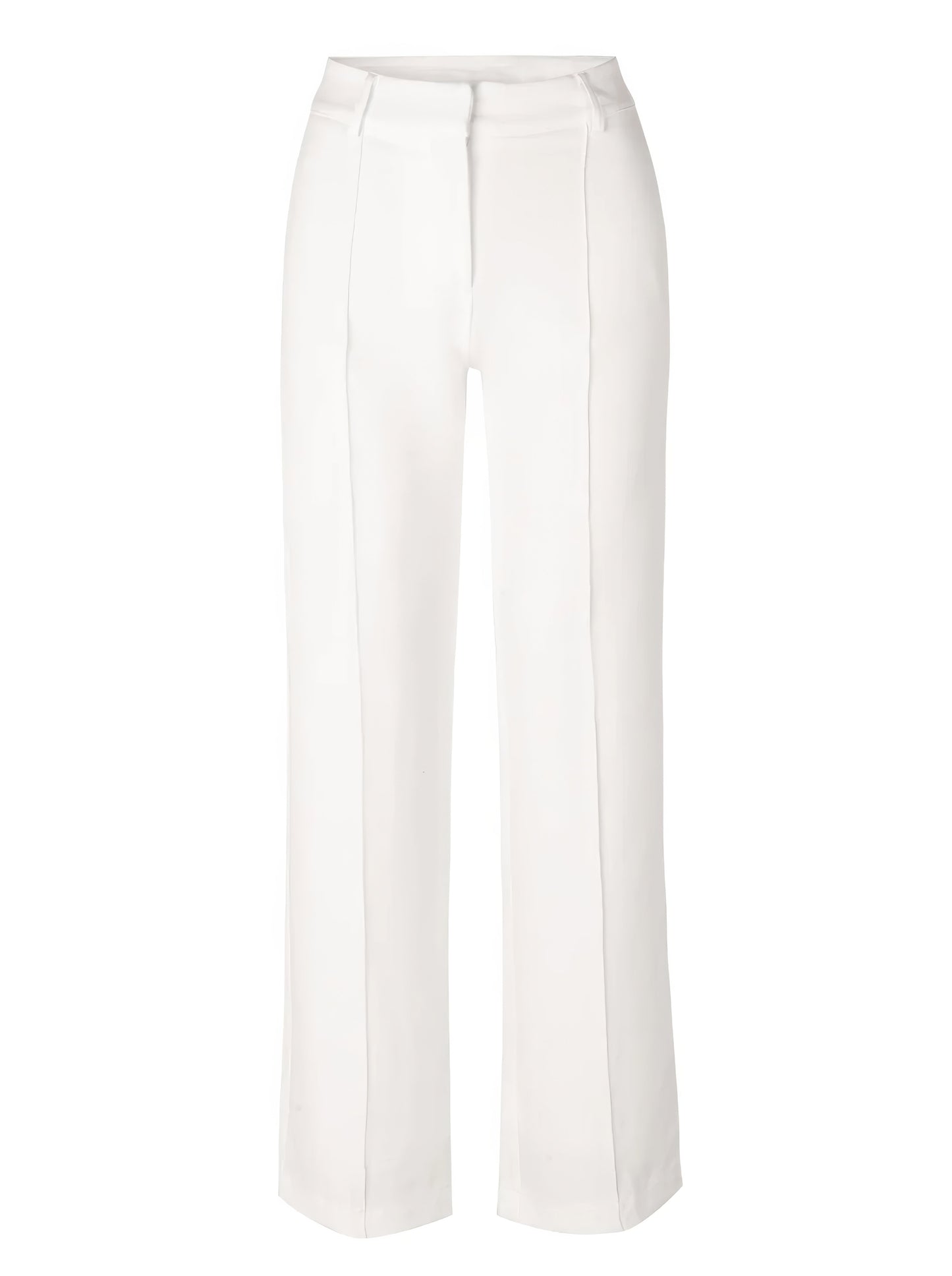 Weiße Damenhose, gerade geschnitten, elegant, aus Baumwolle, ideal für Büro und Freizeit.