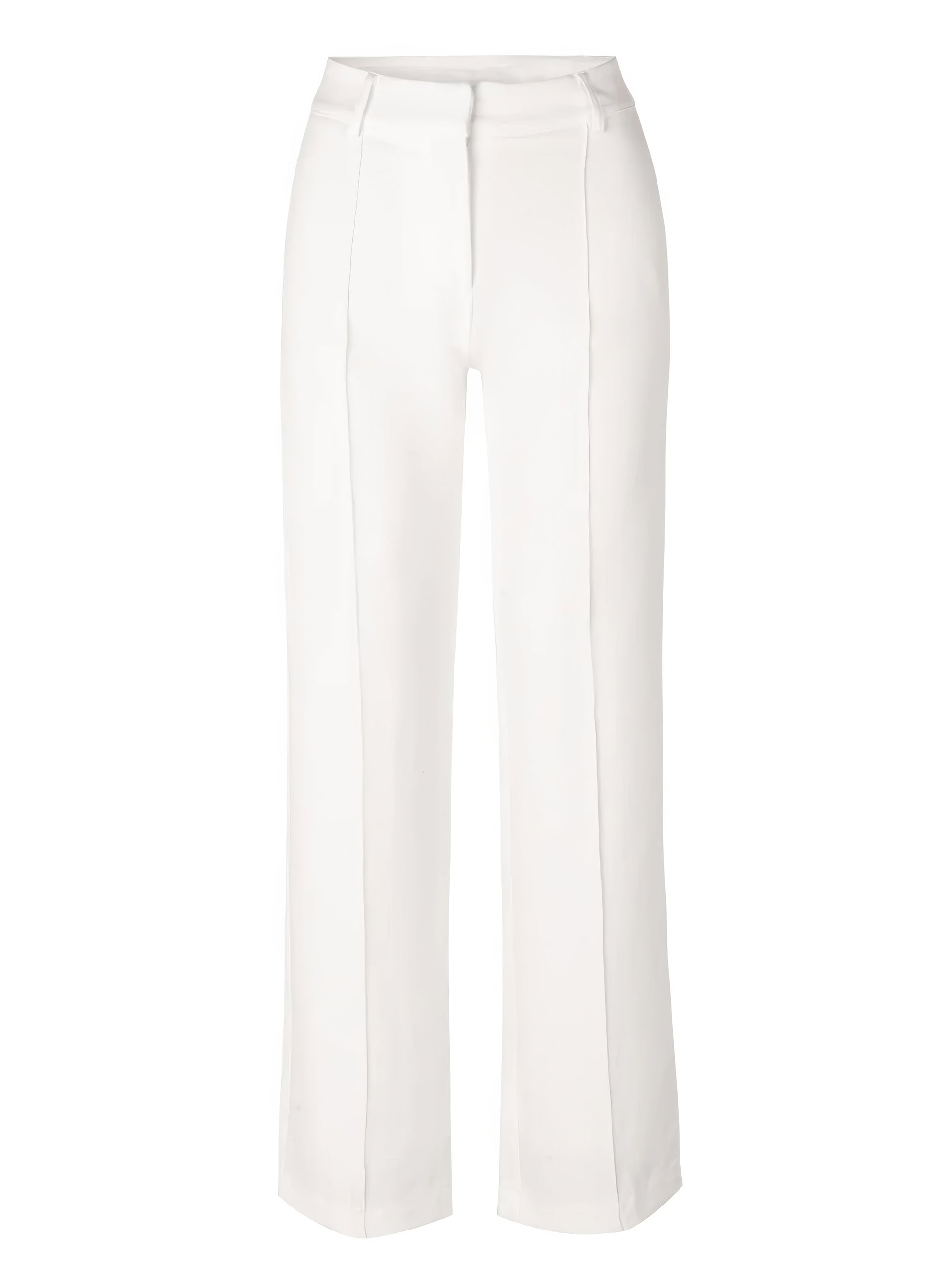 Weiße Damenhose, gerade geschnitten, elegant, aus Baumwolle, ideal für Büro und Freizeit.