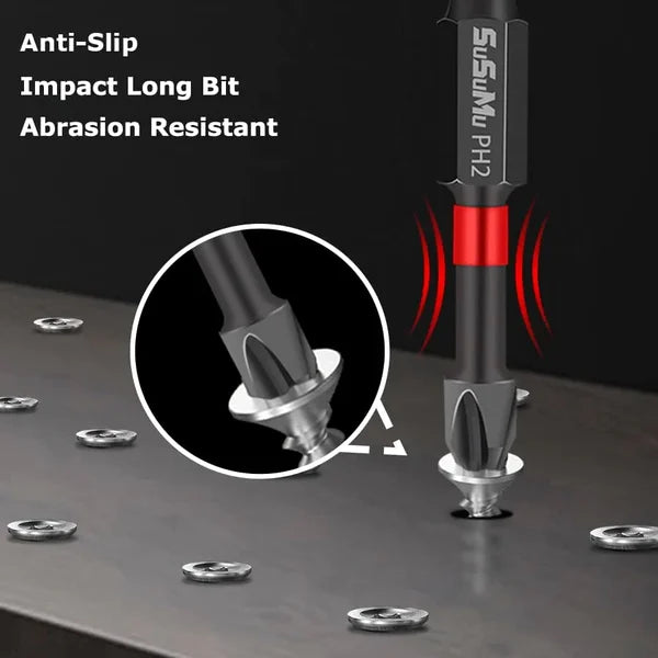 Anti-Rutsch PH2 Bit, schwarz-rot, langlebig, abriebfest, Schraubendreheraufsatz.