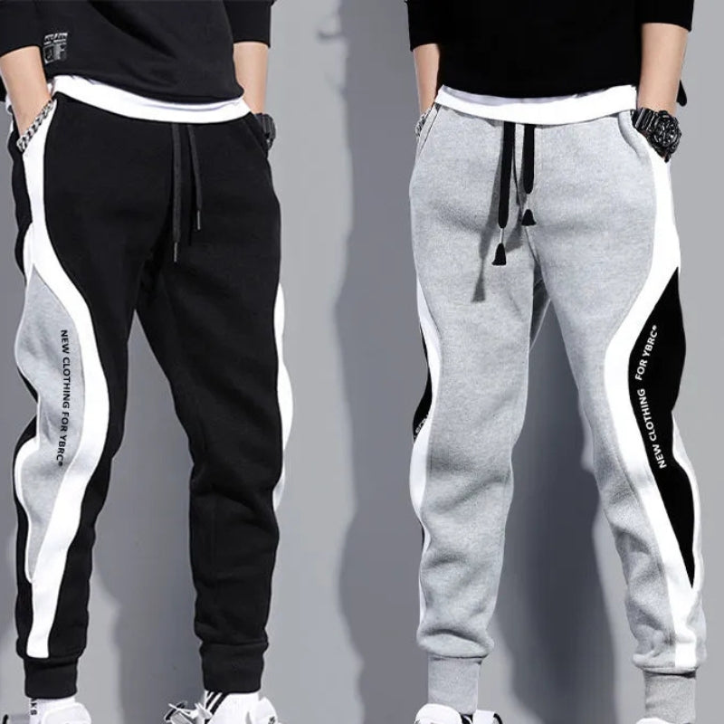 Höstliga herrpatchwork-joggers med dragsko – Rafael